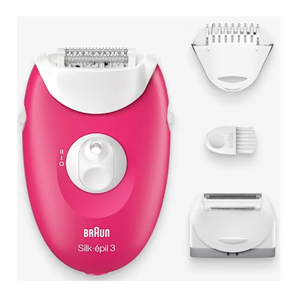 Braun Silk-epil 3 Legs & Body Epilator 3032, White/Pink