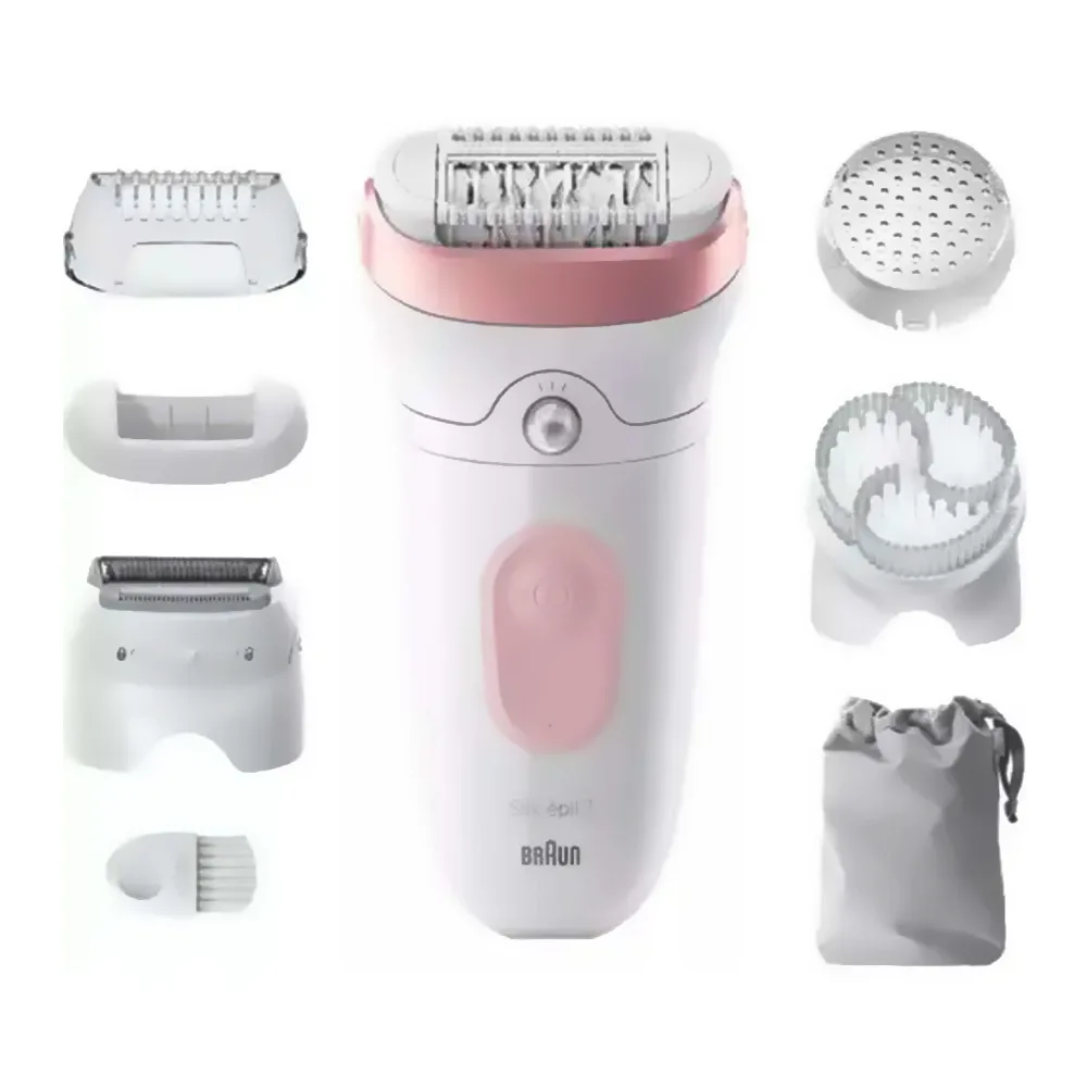 Braun Silk-epil 7 Epilator, Shaver & Trimmer White/Pink, Up to 40 Mins Run Time, SE-7060