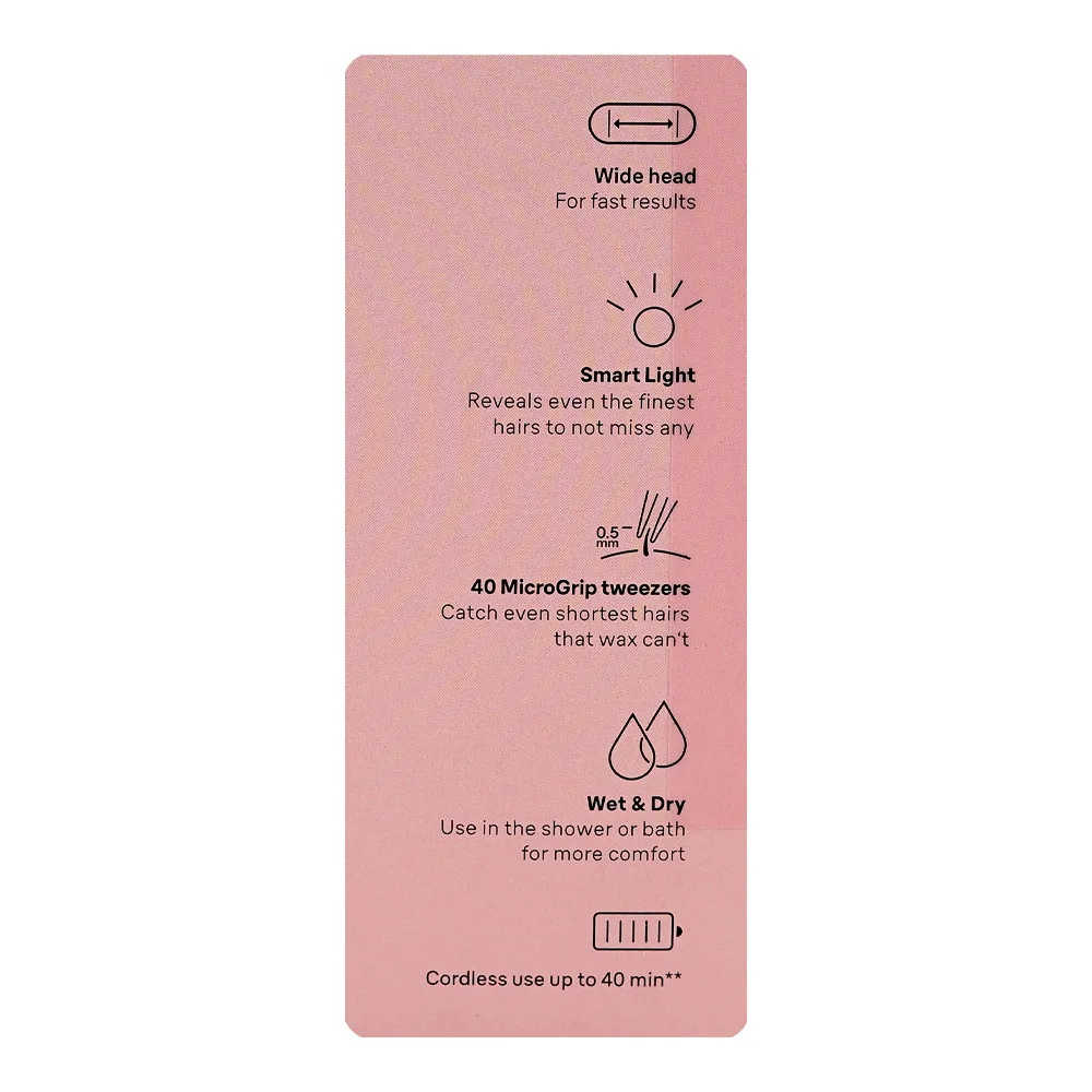 Front angle of braun silk-epil 7 epilator, shaver & trimmer white/pink, up to 40 mins run time, se-7060