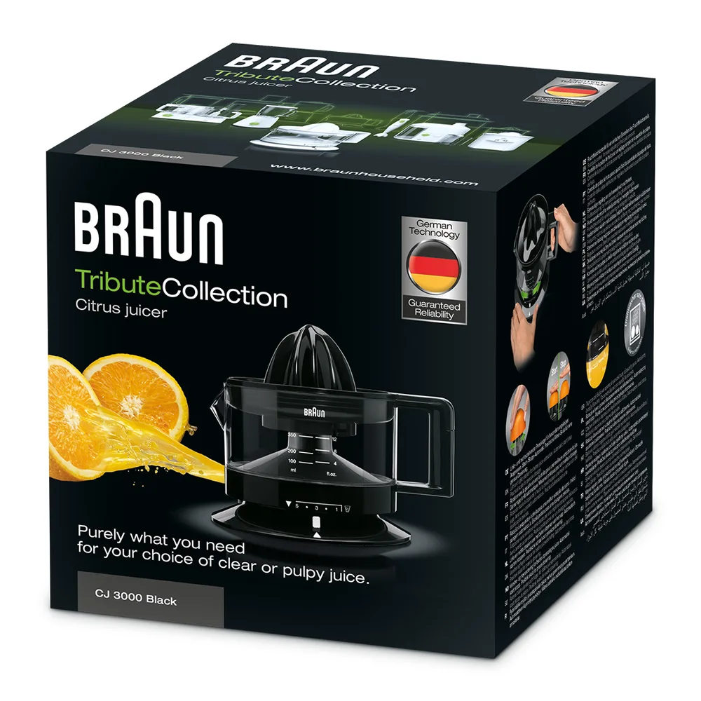 Lifestyle product image of braun tribute collection citrus juicer, black, cj-3000bk