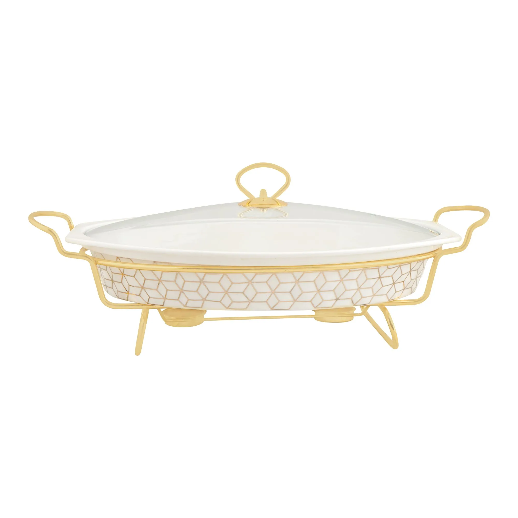 Brilliant Oval Casserole With Warmer Rack, 15-Inches, BR0149