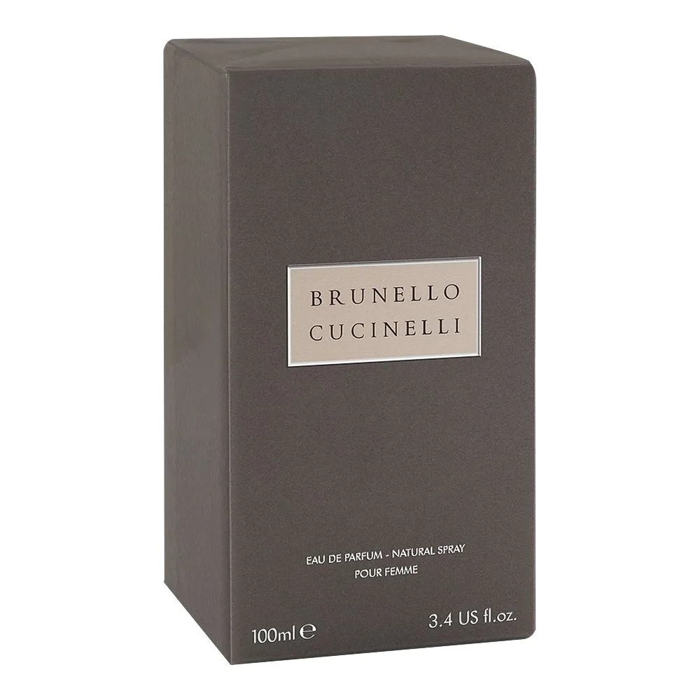 Side view of brunello cucinelli pour femme, eau de parfum, for women, 100ml