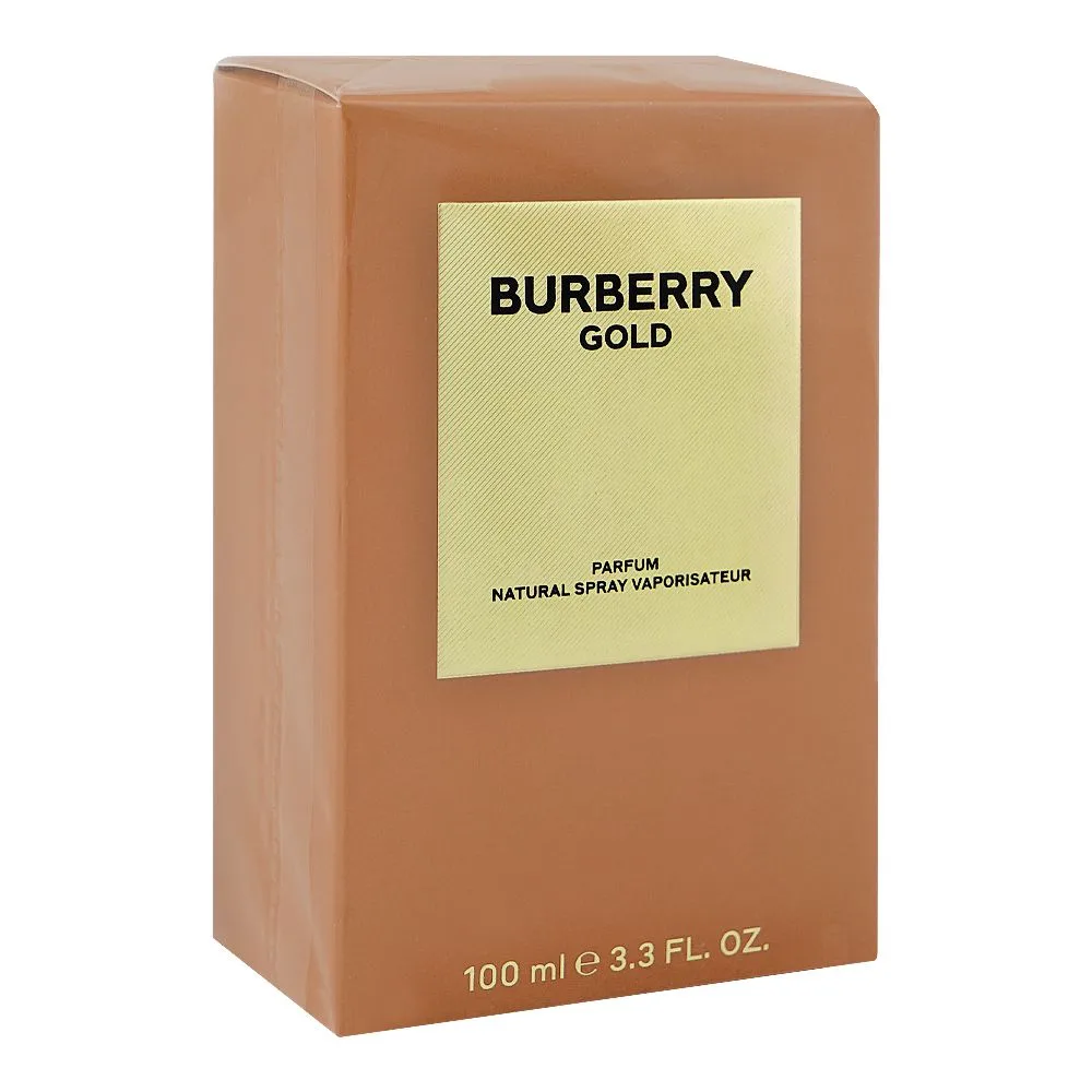 Side view of burberry gold parfum, for women, 100ml