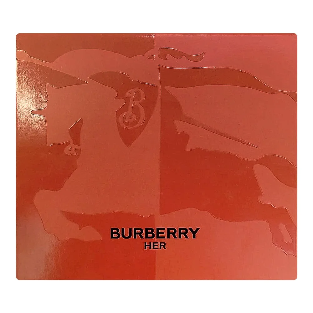 Side view of burberry her gift set for women, edp 50ml + body lotion, 75ml