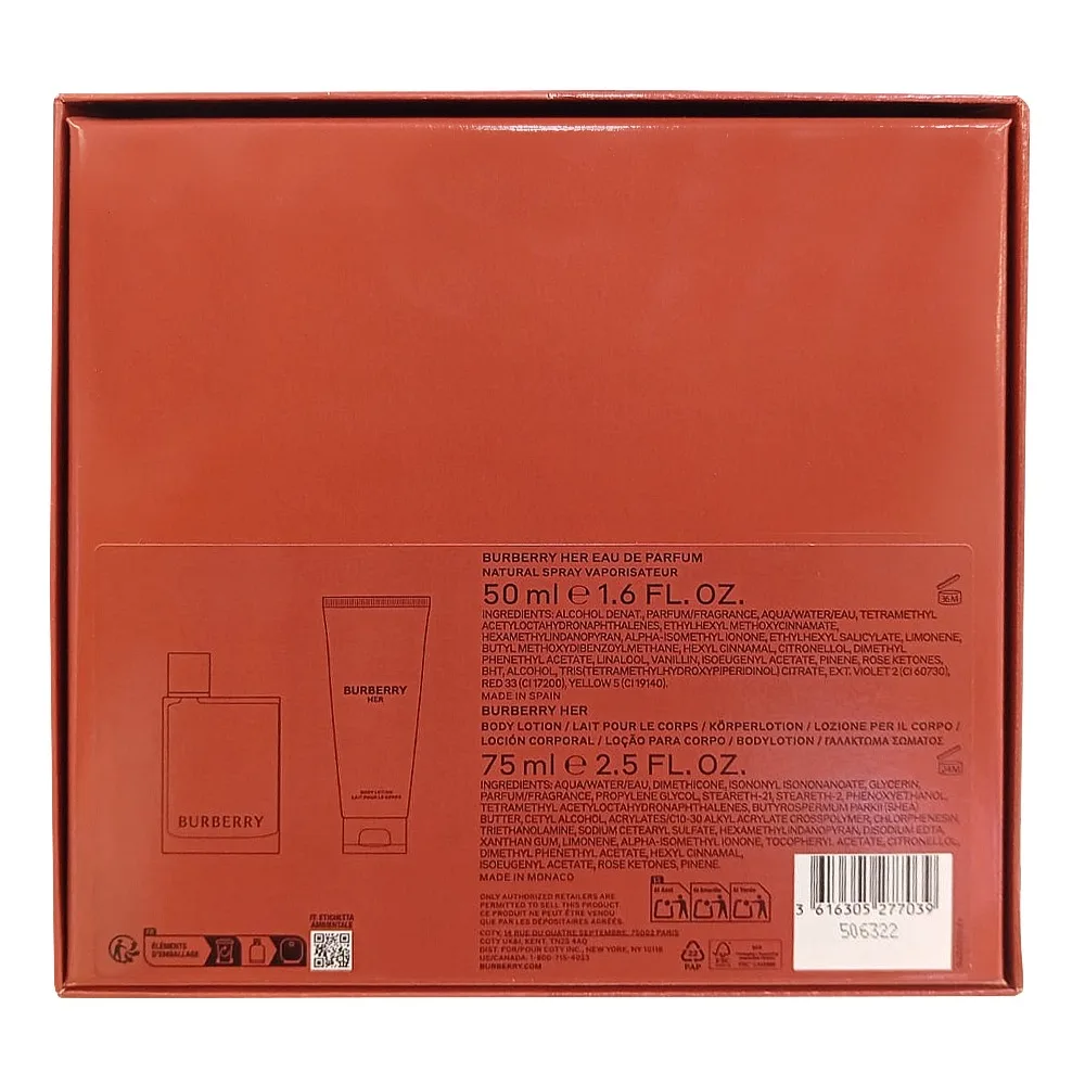 Comfortable casual burberry her gift set for women, edp 50ml + body lotion, 75ml