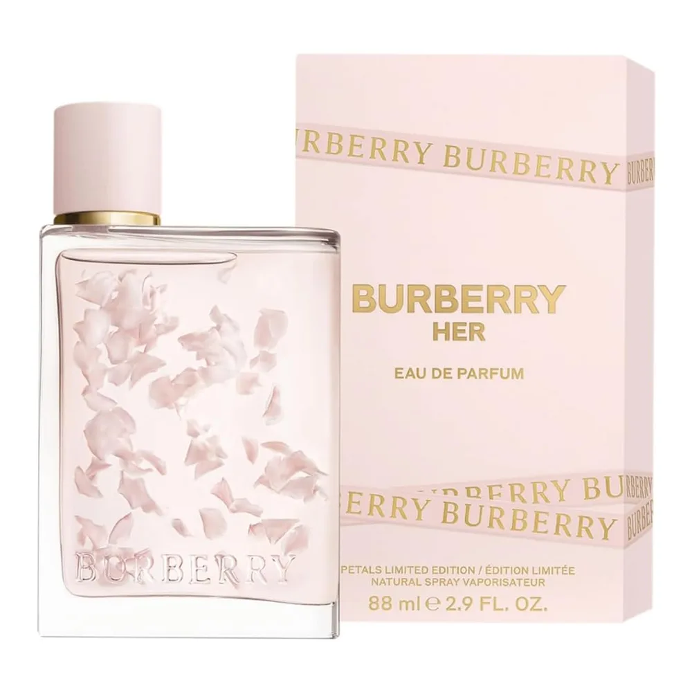 Side view of burberry her petals limited edition spray, eau de parfum, for women, 88ml