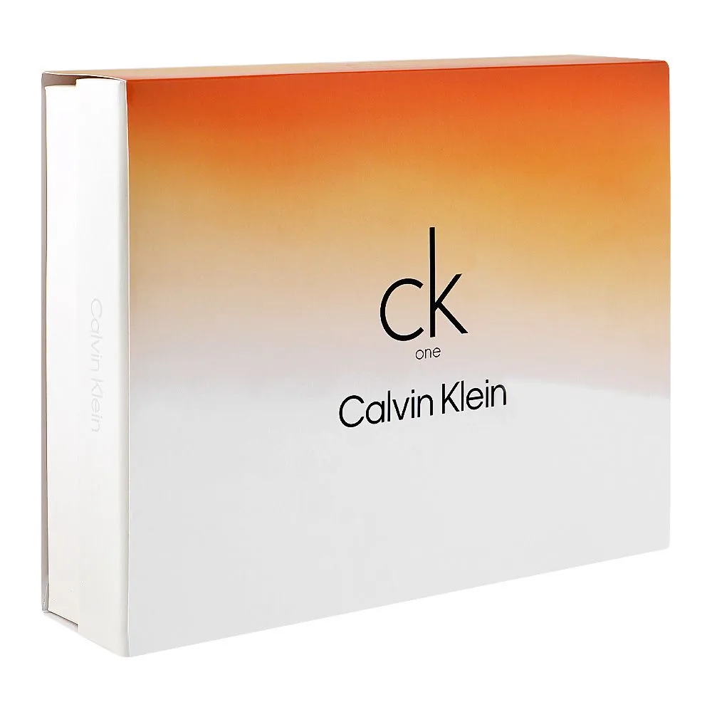 Side view of calvin klein ck one gift set, for men & women, edt 100ml + body wash 100ml + edt 15ml