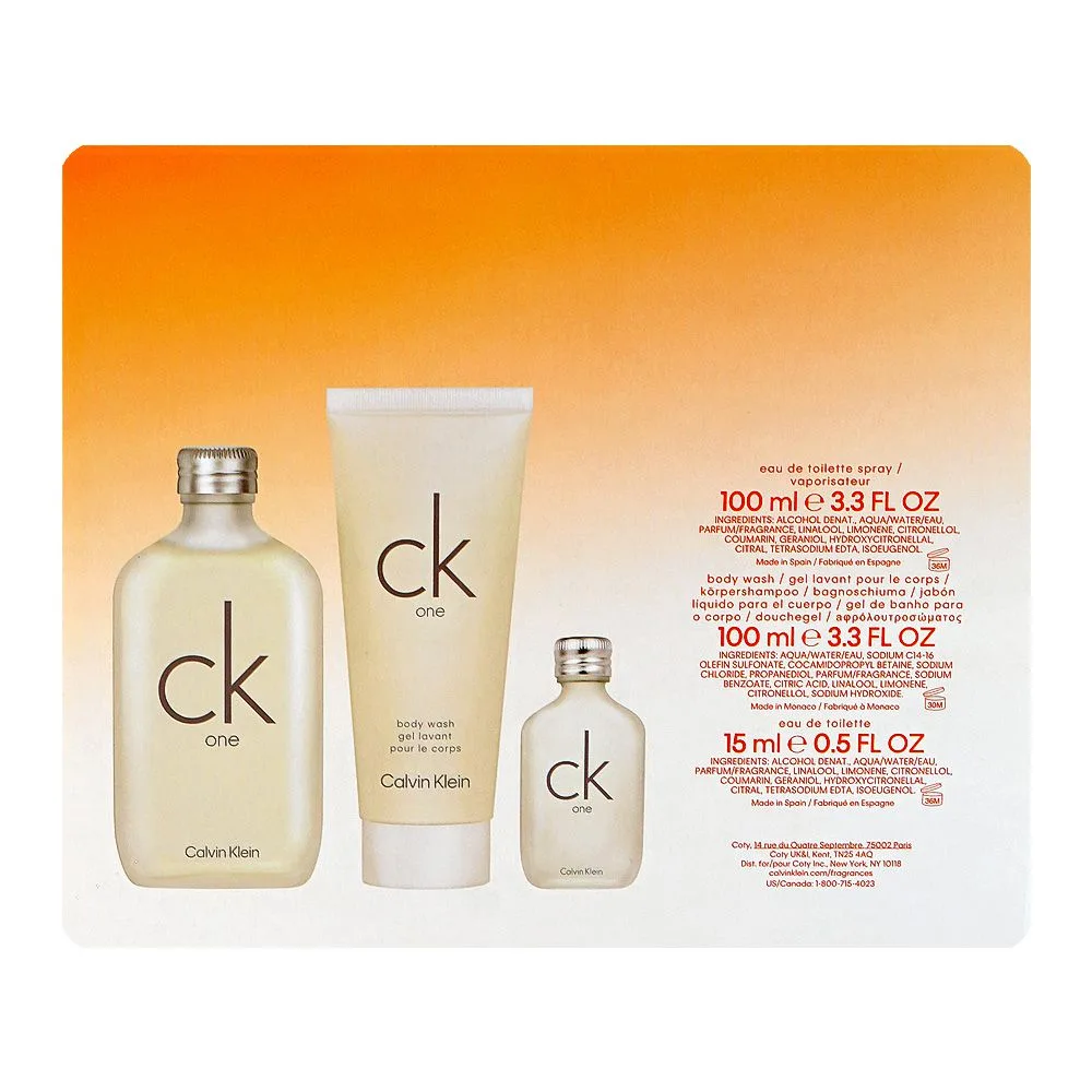 Comfortable casual calvin klein ck one gift set, for men & women, edt 100ml + body wash 100ml + edt 15ml