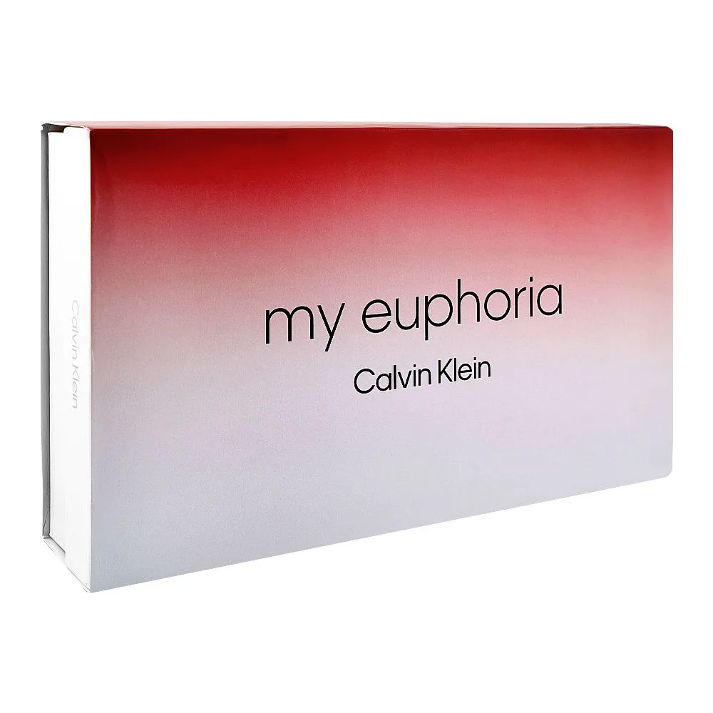 Side view of calvin klein my euphoria set for women, eau de parfum 100ml+ eau de parfum 10ml + body lotion 100ml