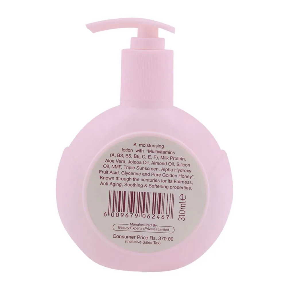 Side view of care natural honey lotion 310ml