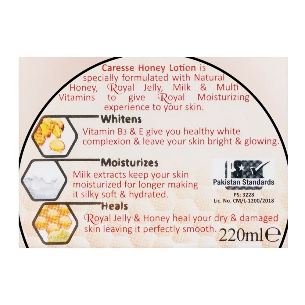 Comfortable casual caresse royal jelly & milk extract honey lotion, 220ml