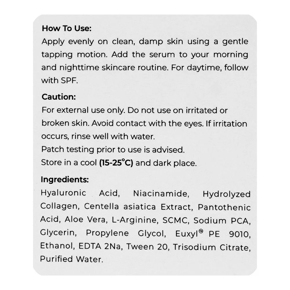 Close-up design of cellcense hyaluronic & collagen serum, niacinamide, aloe vera, for all types of skin, 30ml