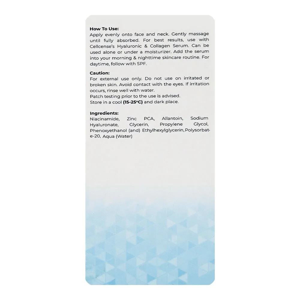 Comfortable casual cellcense niacinamide oil control serum, zinc, niacinamide, for all types of skin, 30ml