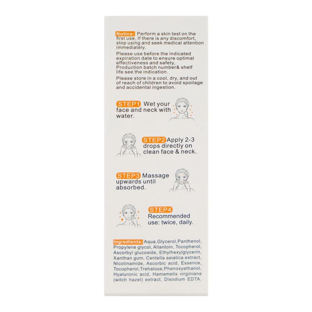 Side view of century beauty vitamin c serum, orange extract & hyaluronic acid, for all types of skin, 30ml