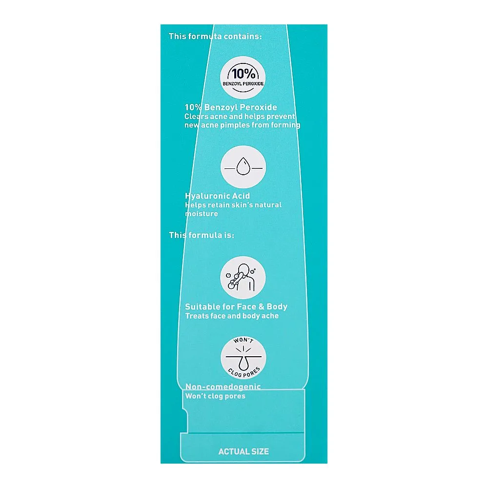 Close-up design of cerave 10% benzoyl peroxide acne foaming cream face & body wash, 150ml