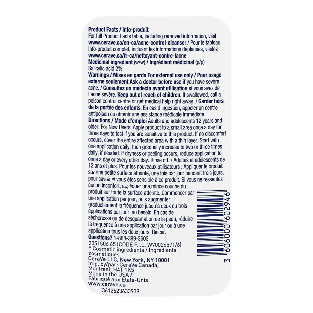 Comfortable casual cerave acne control cleanser with 2% salicylic acid, 237ml