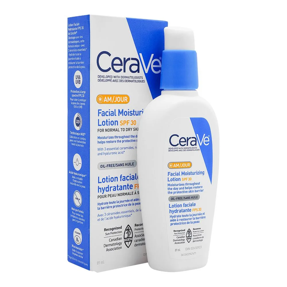 CeraVe AM/Jour Oil-Free Facial Moisturizing Lotion With SPF-30, 89ml