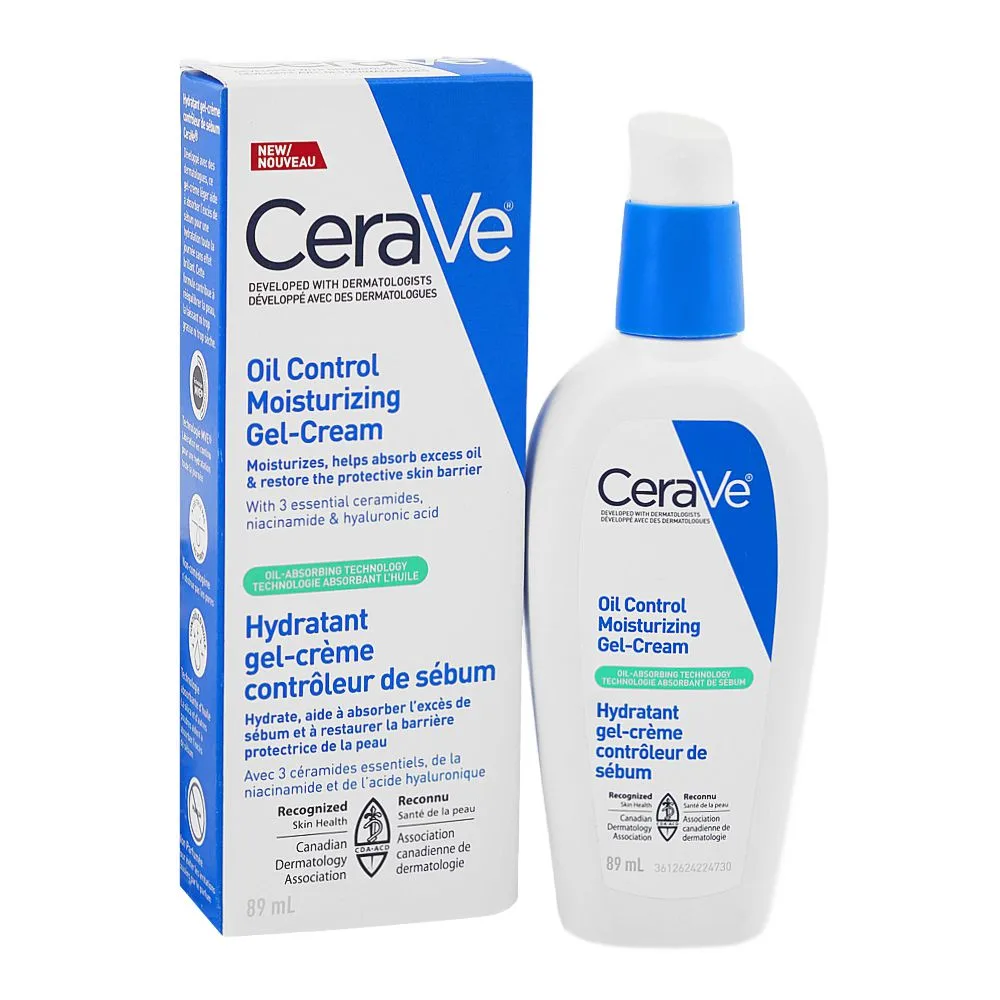 CeraVe Oil Control Moisturising Gel Cream, Paraben Free, Niacinamide, Hyaluronic Acid, 89ml