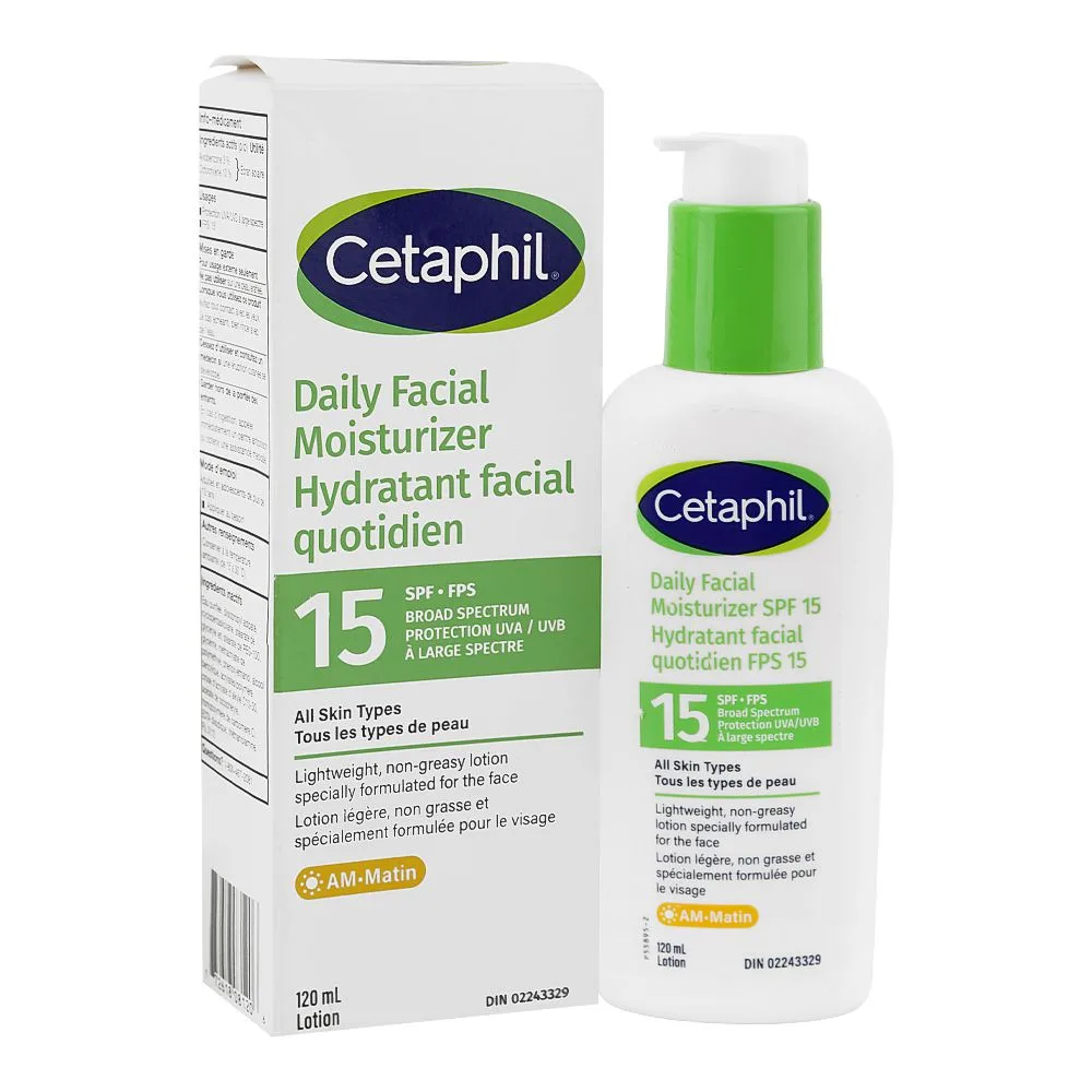 Cetaphil Daily Facial Moisturizer, Paraben & Fragrance Free, SPF 15, Broad Spectrum, All Skin Types, 120ml