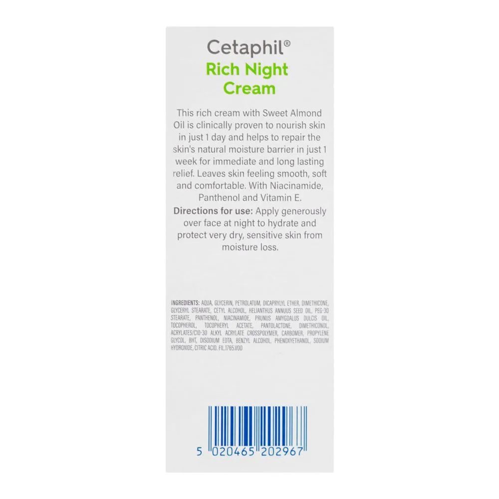 Comfortable casual cetaphil rich night cream with niacinamide, for dry to very dry, sensitive skin, 50g