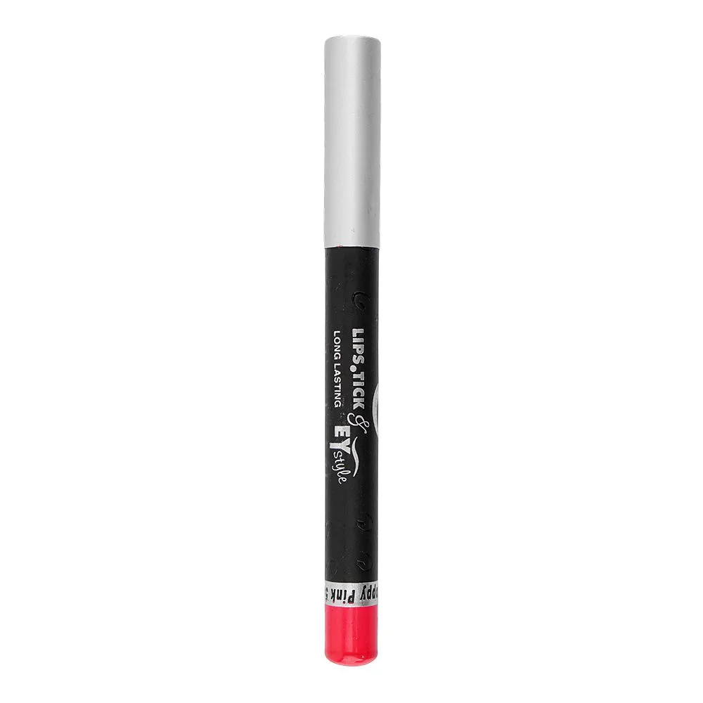 Side view of christine jumbo lipstick & eye style pencil, 551 poppy pink