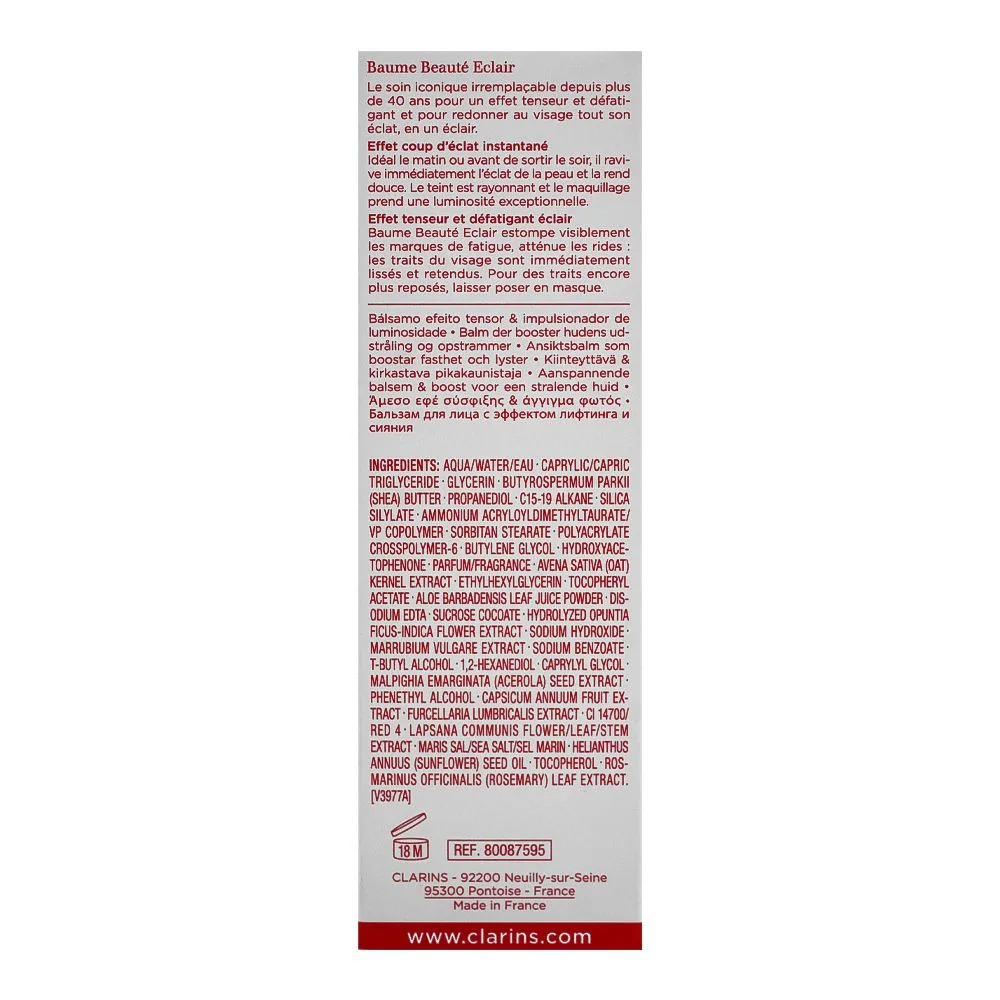 Side view of clarins paris beauty flash balm tightening & radiance boosting, 50ml