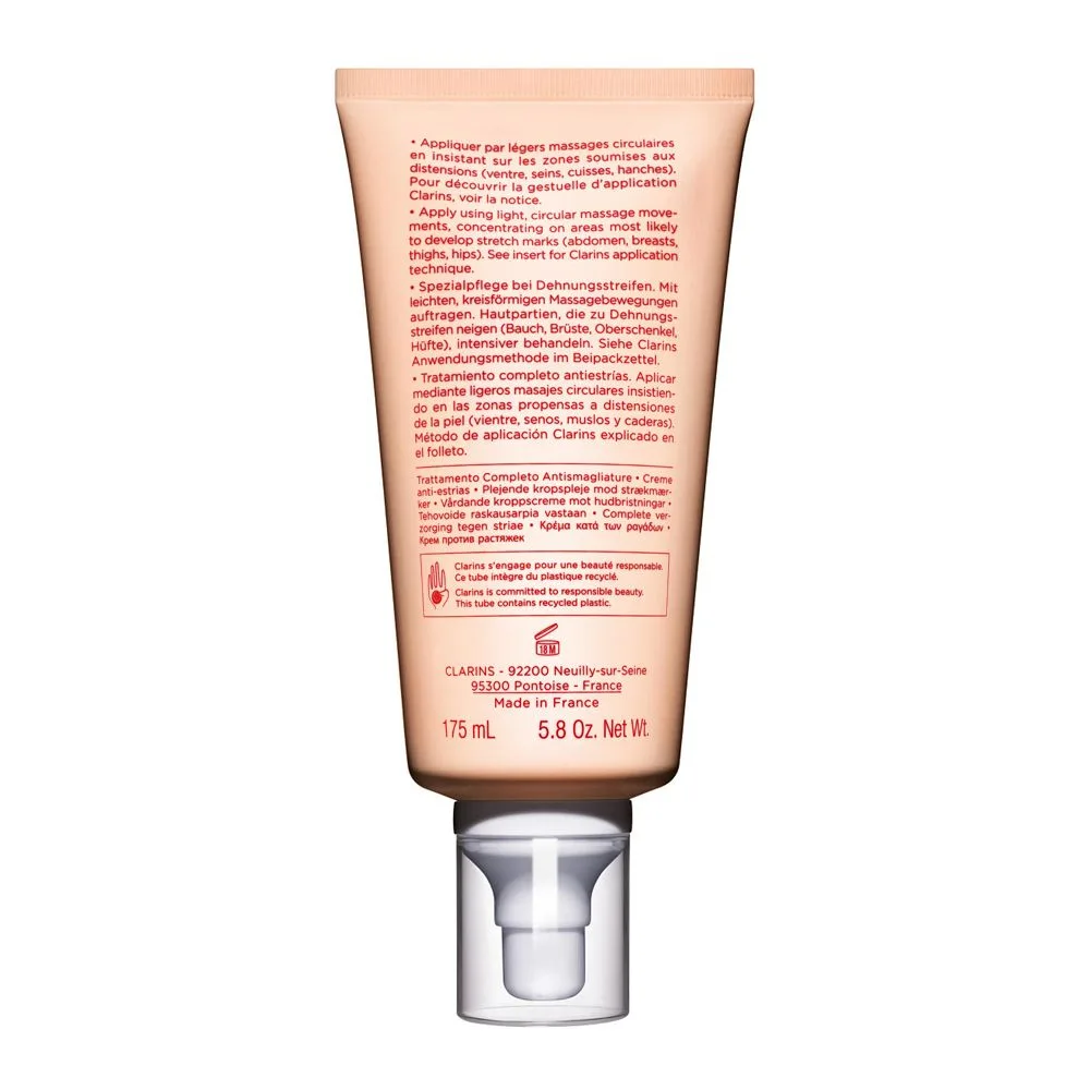 Side view of clarins paris body partner stretch mark expert, 175ml