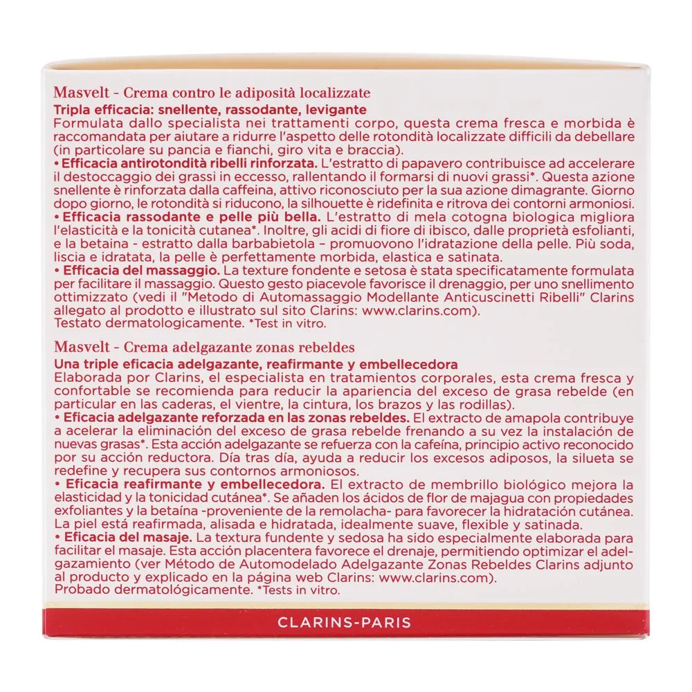 Close-up design of clarins paris body shaping cream, 200ml