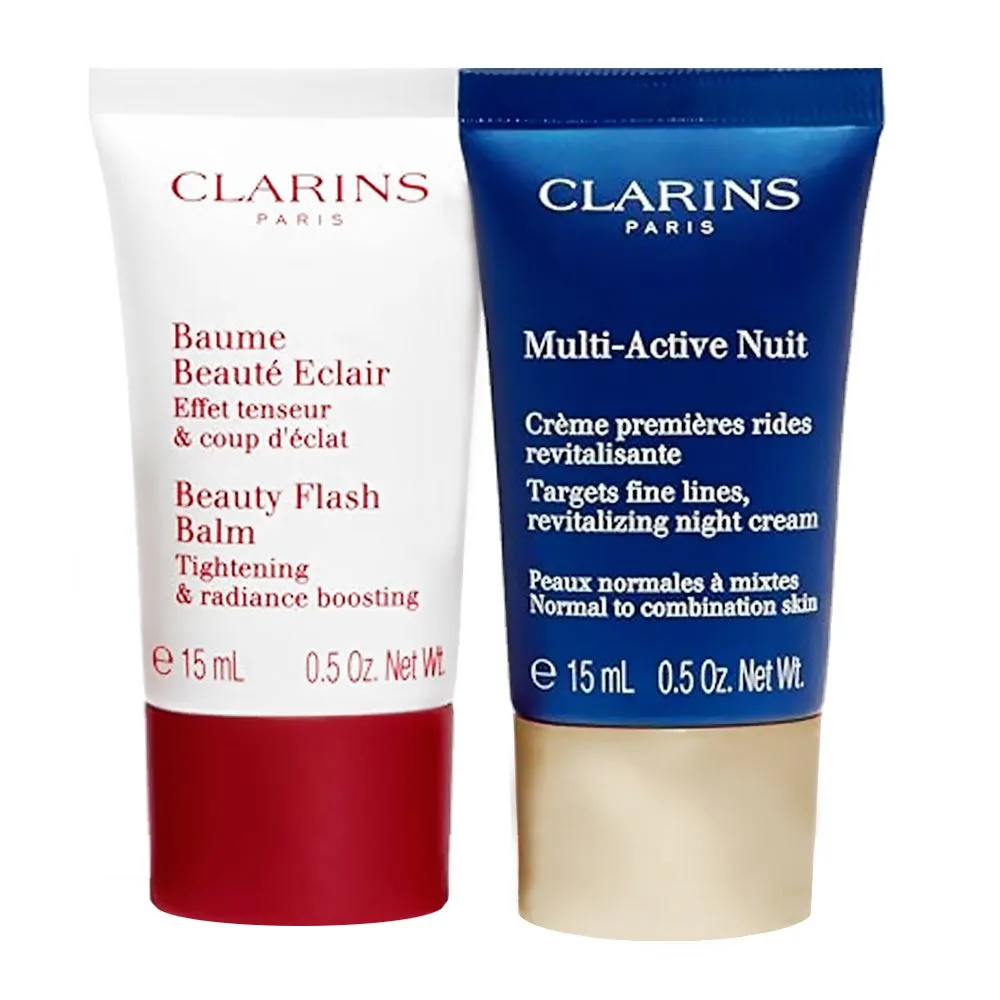 Comfortable casual clarins paris essential care: beauty flash balm 15ml+multi-active day cream 50ml+night cream 15ml, 3-pack