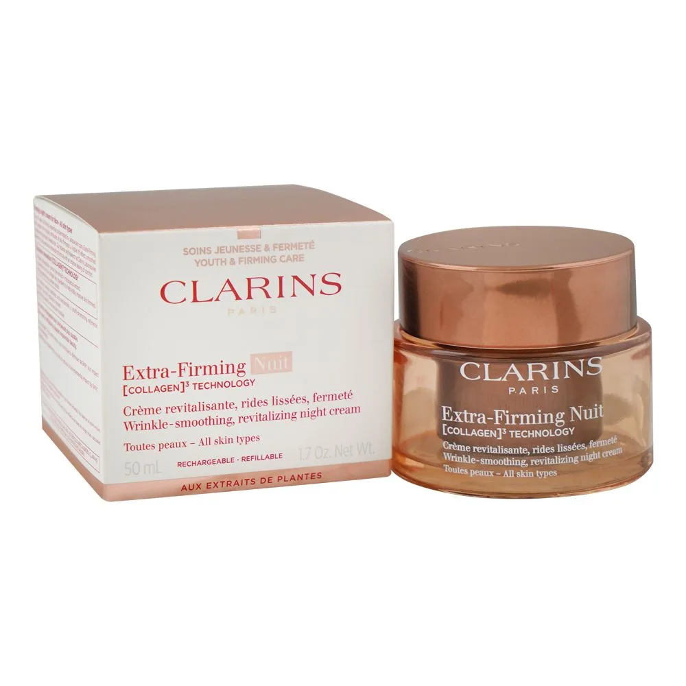 Clarins Paris Extra-Firming Nuit Wrinkle-Smoothing, Revitalizing Night Cream, For All Types Of Skin, 50ml