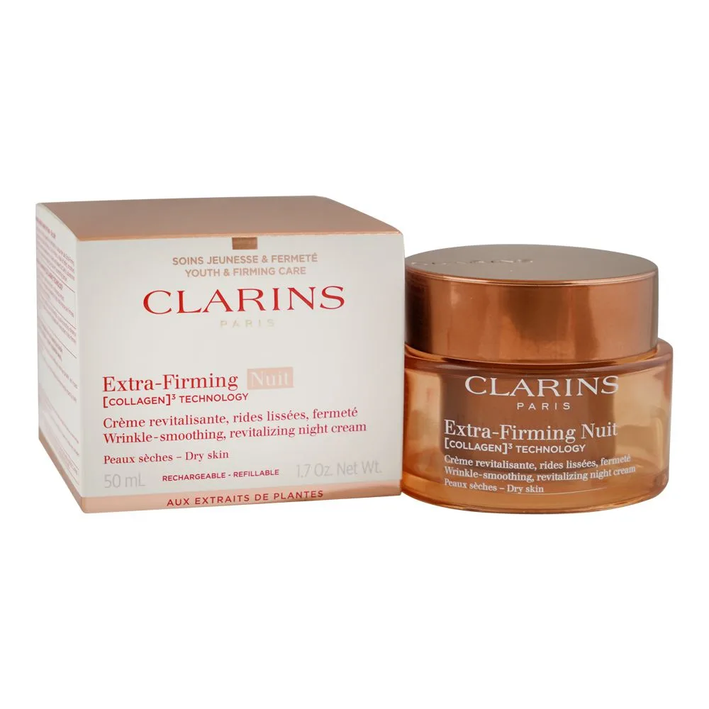Clarins Paris Extra-Firming Nuit Wrinkle-Smoothing, Revitalizing Night Cream, For Dry Skin, 50ml