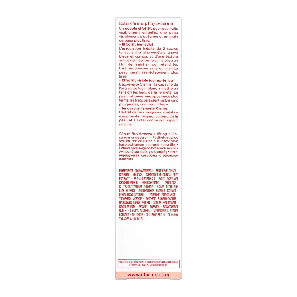 Close-up design of clarins paris extra -firming phyto serum, 50ml