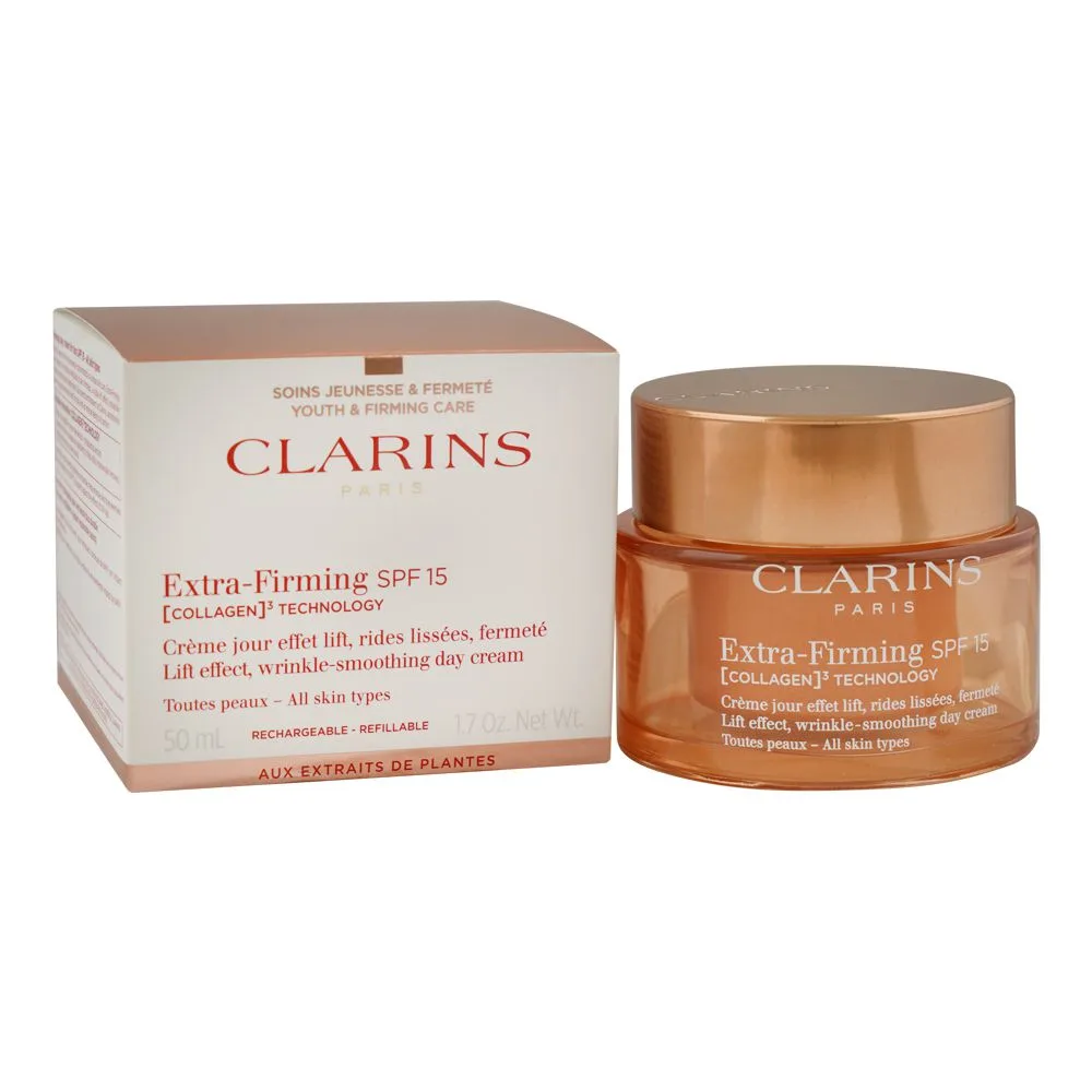 Clarins Paris Extra-Firming SPF15 Lift Effect, Wrinkle-Smoothing Day Cream, All Type Of Skin, 50ml