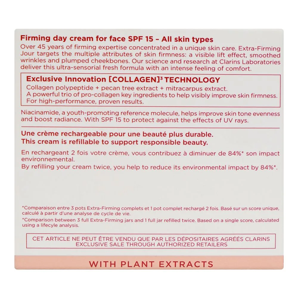 Comfortable casual clarins paris extra-firming spf15 lift effect, wrinkle-smoothing day cream, all type of skin, 50ml