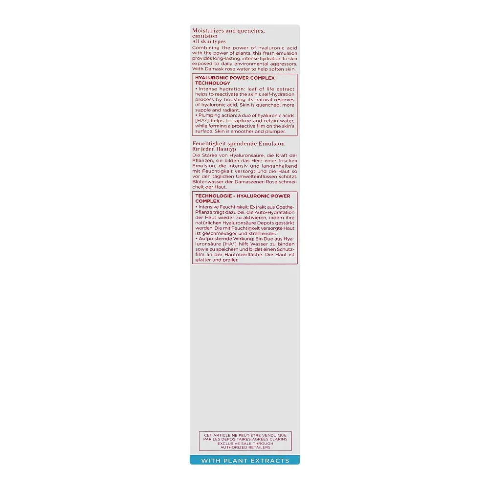 Comfortable casual clarins paris hydra-essentiel ha2 moisturizer and quenches emulsion, glycerin, citric acid, for all types of skin, 75ml