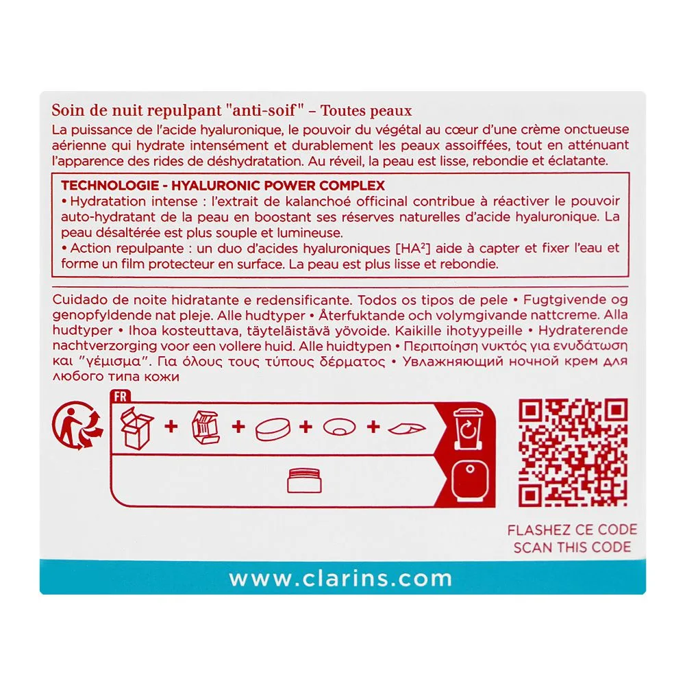Comfortable casual clarins paris hydra-essentiel ha2+squalane plump, moisturizer and quenches night care cream, glycerin, citric acid, for all types of skin, 50ml