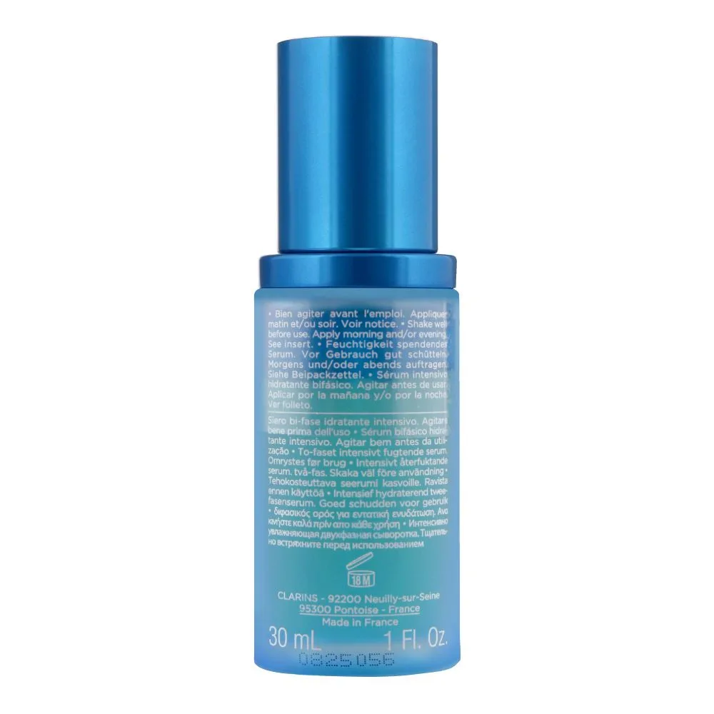 Side view of clarins paris hydra-essentiel intensive moisture bi-phase serum, 30ml