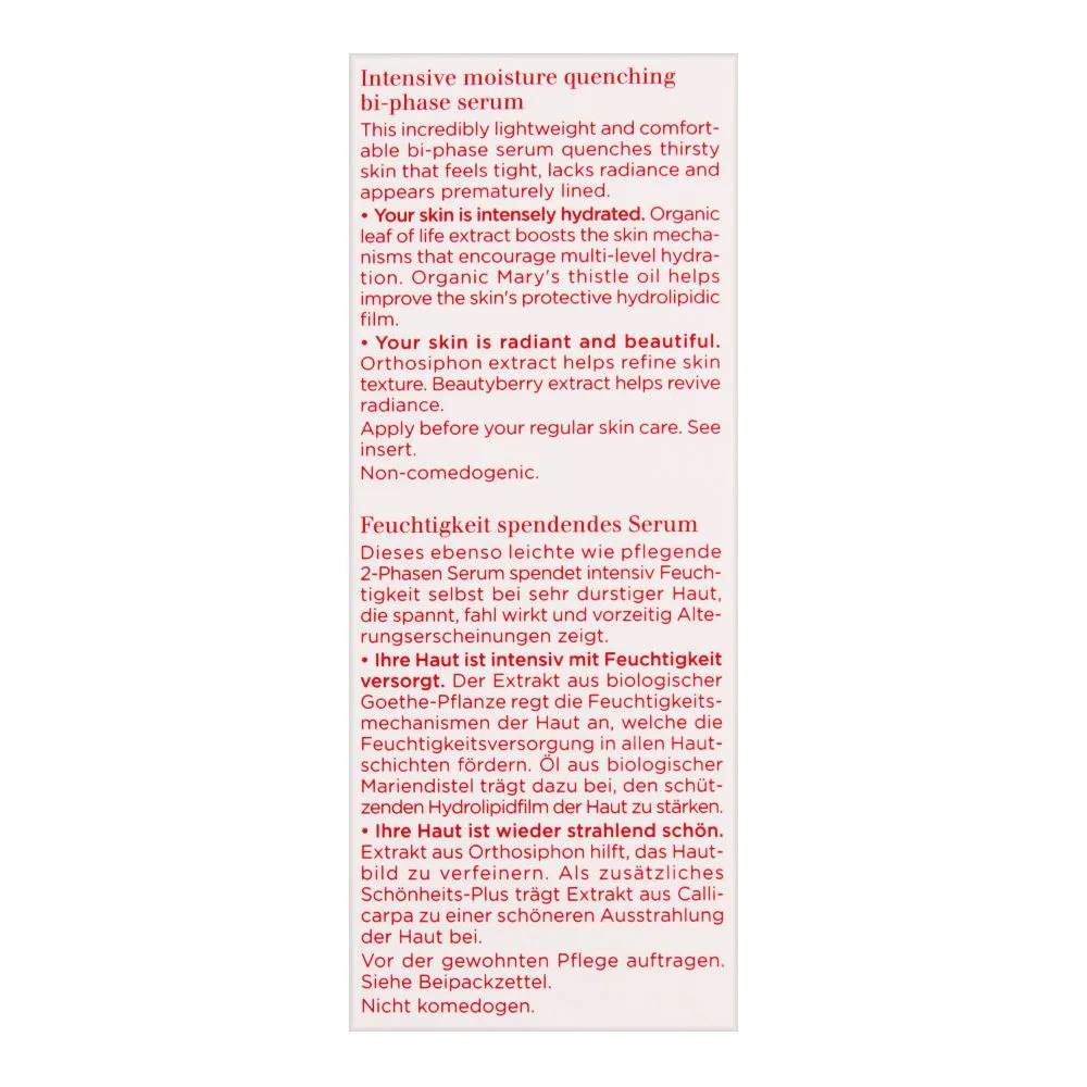 Close-up design of clarins paris hydra-essentiel intensive moisture bi-phase serum, 30ml