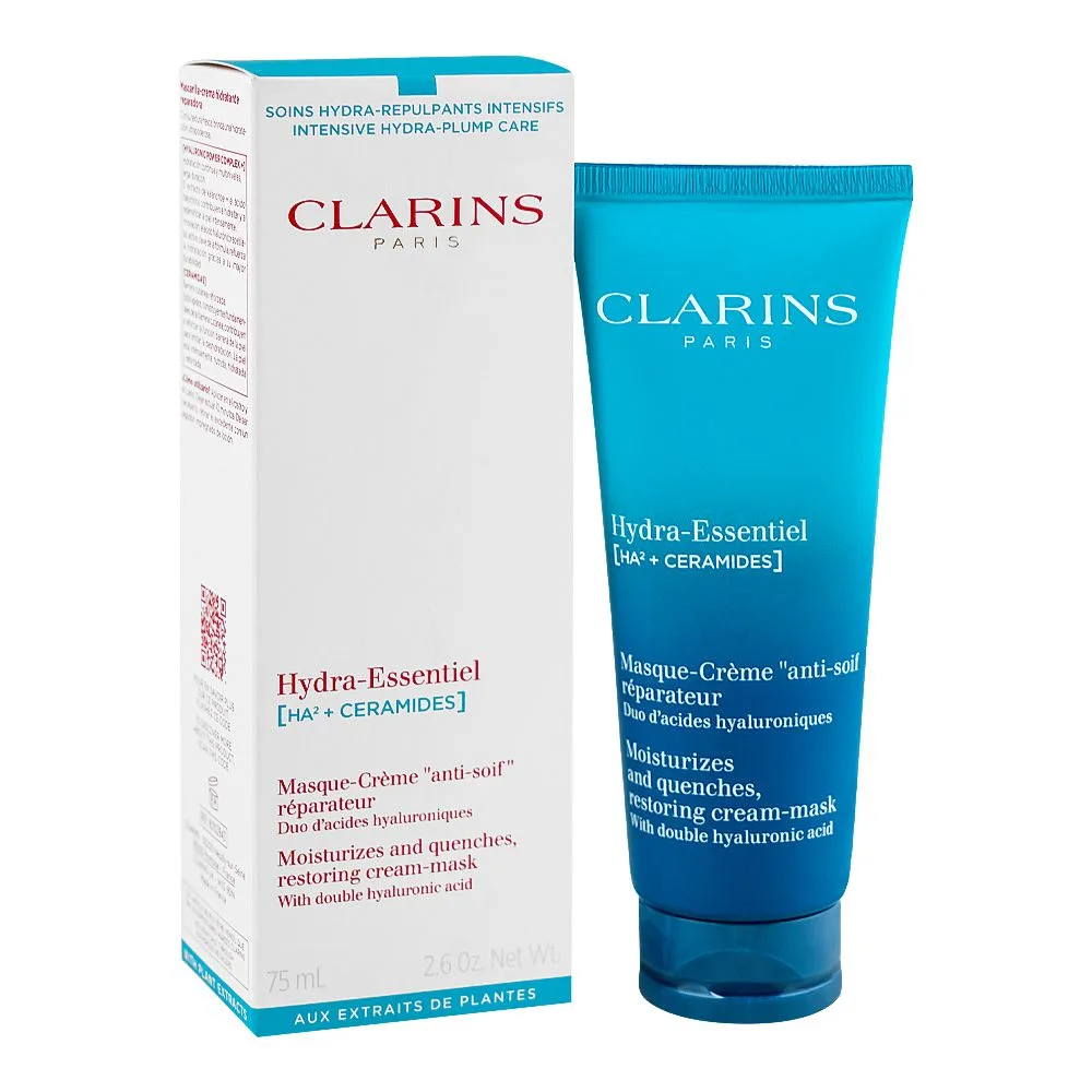 Clarins Paris Hydra-Essentiel Moisturizer And Quenches Restoring Cream Mask, Glycerin, For Radiant Skin, 75ml