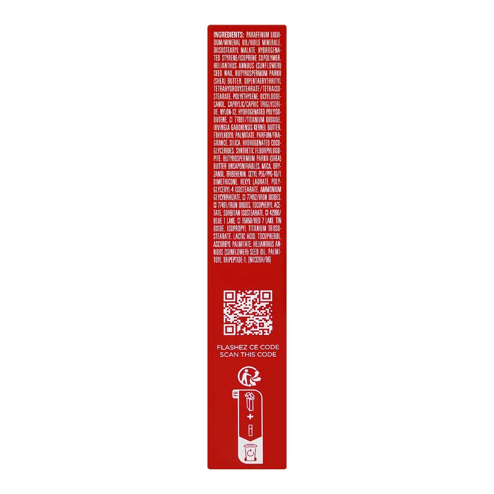 Side view of clarins paris lip perfector balm with shea butter, 06 rosewood shimmer, 12ml