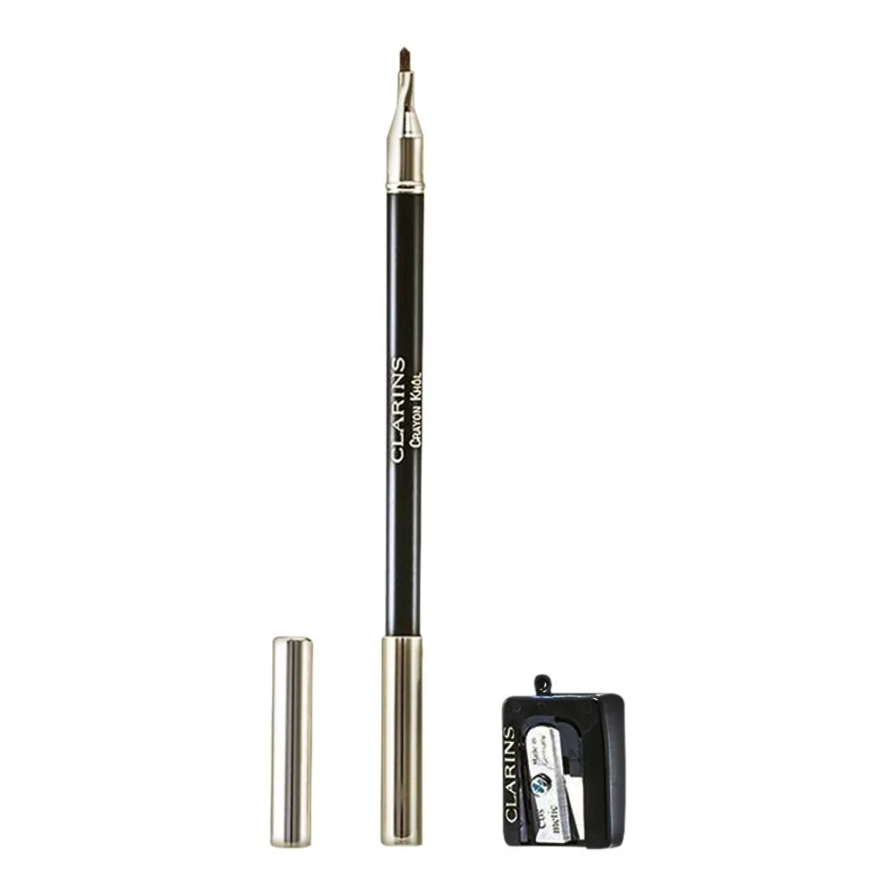 Comfortable casual clarins paris long lasting khol eye pencil with brush & sharpener, 01 carbon black
