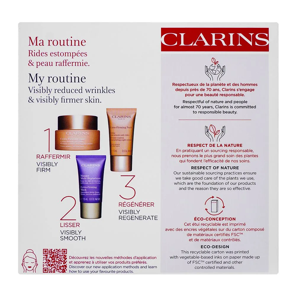 Comfortable casual clarins paris mes essentials, anti-rides & fermete set
