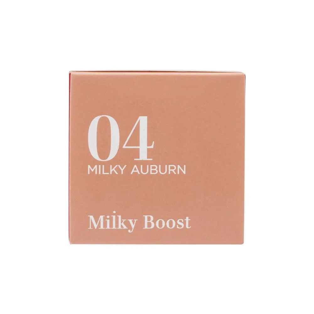 Close-up design of clarins paris milky boost, skin perfecting milk, 04 milky auburn
