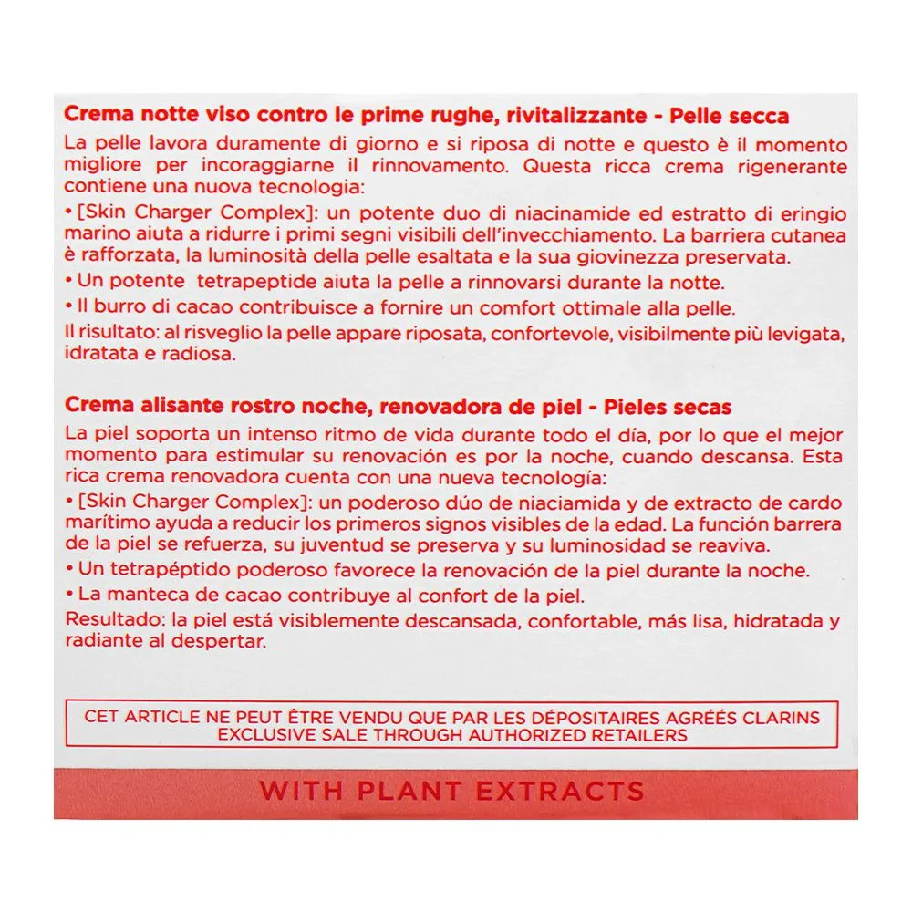 Comfortable casual clarins paris multi-active face night cream with niacinamide+sea holly extract, for dry skin, 50ml