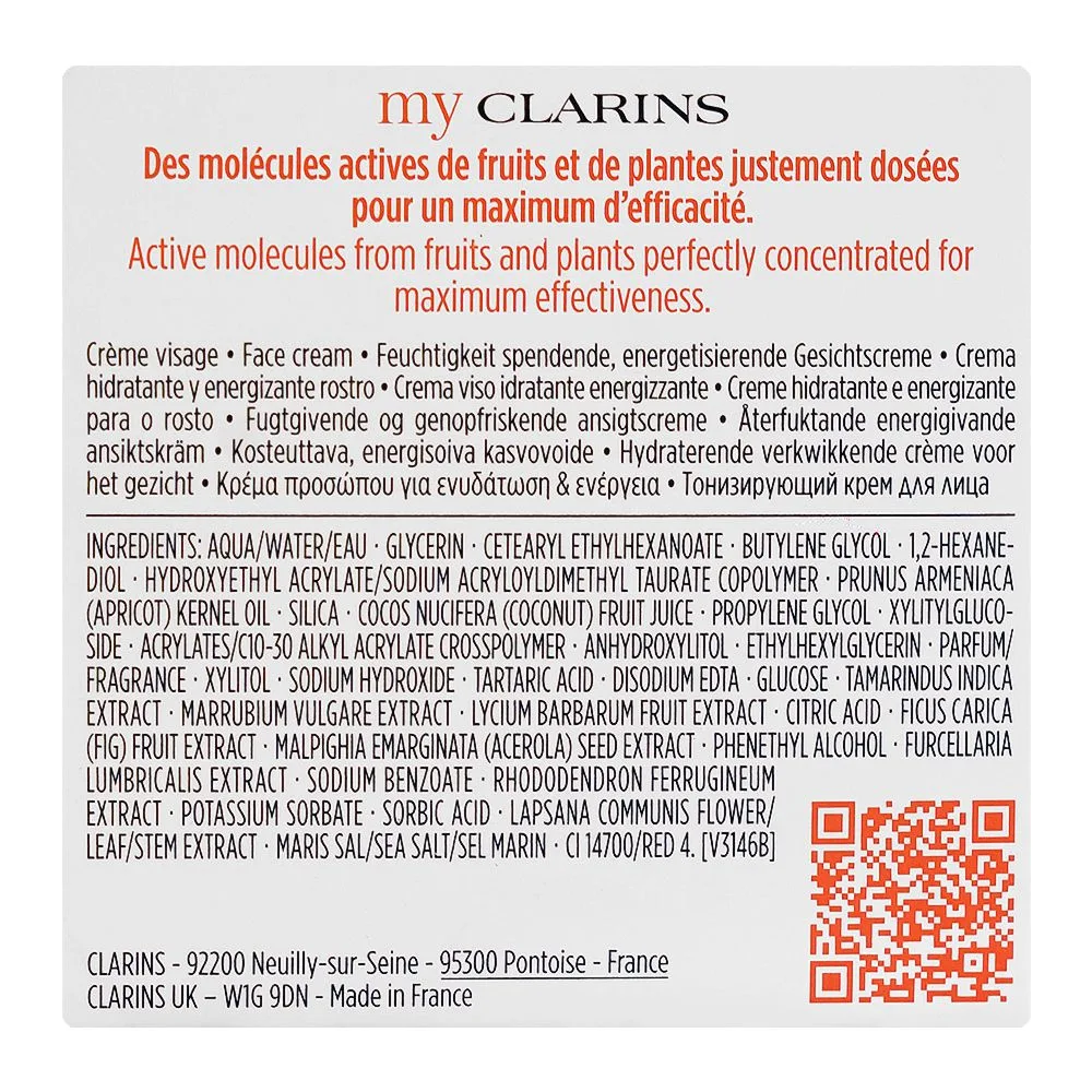 Side view of clarins paris my clarins paris re-boost hydra-energizing cream, glycerin, goji berries extract, for all types of skin, 50ml
