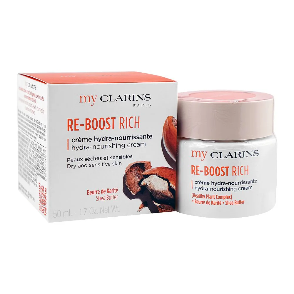 Clarins Paris My Clarins Paris Re-Boost Rich Hydra-Nourishing Cream, Citric Acid, Shea Butter, For Dry & Sensitive Skin, 50ml