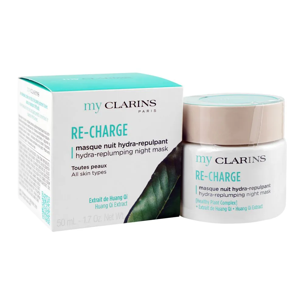 Clarins Paris My Clarins Paris Re-Charge Hydra-Replumping Night Mask, Citric Acid, Huang Qi Extract, For All Types Of Skin, 50ml