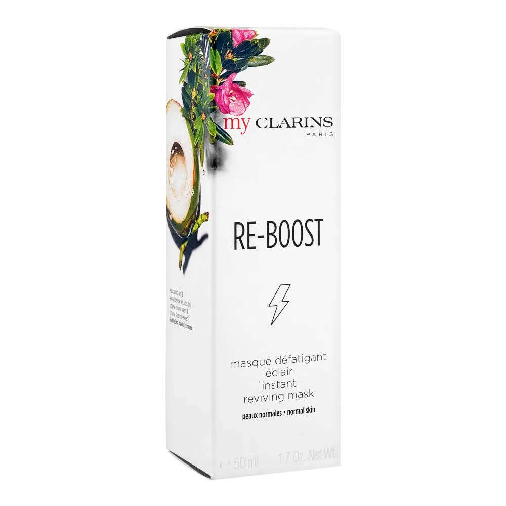 Side view of clarins paris my clarins re-boost reviving face mask, 50ml