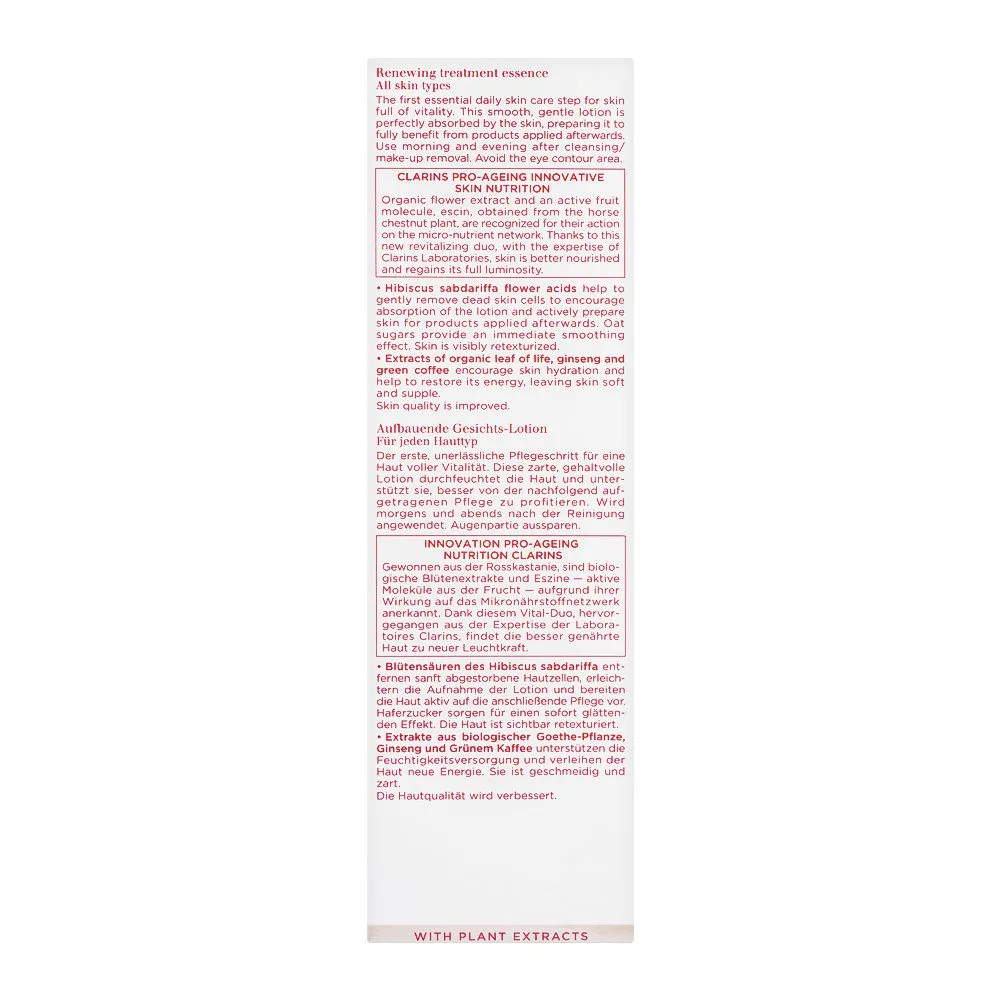 Side view of clarins paris nutri-lumiere renewing treatment essence 200ml