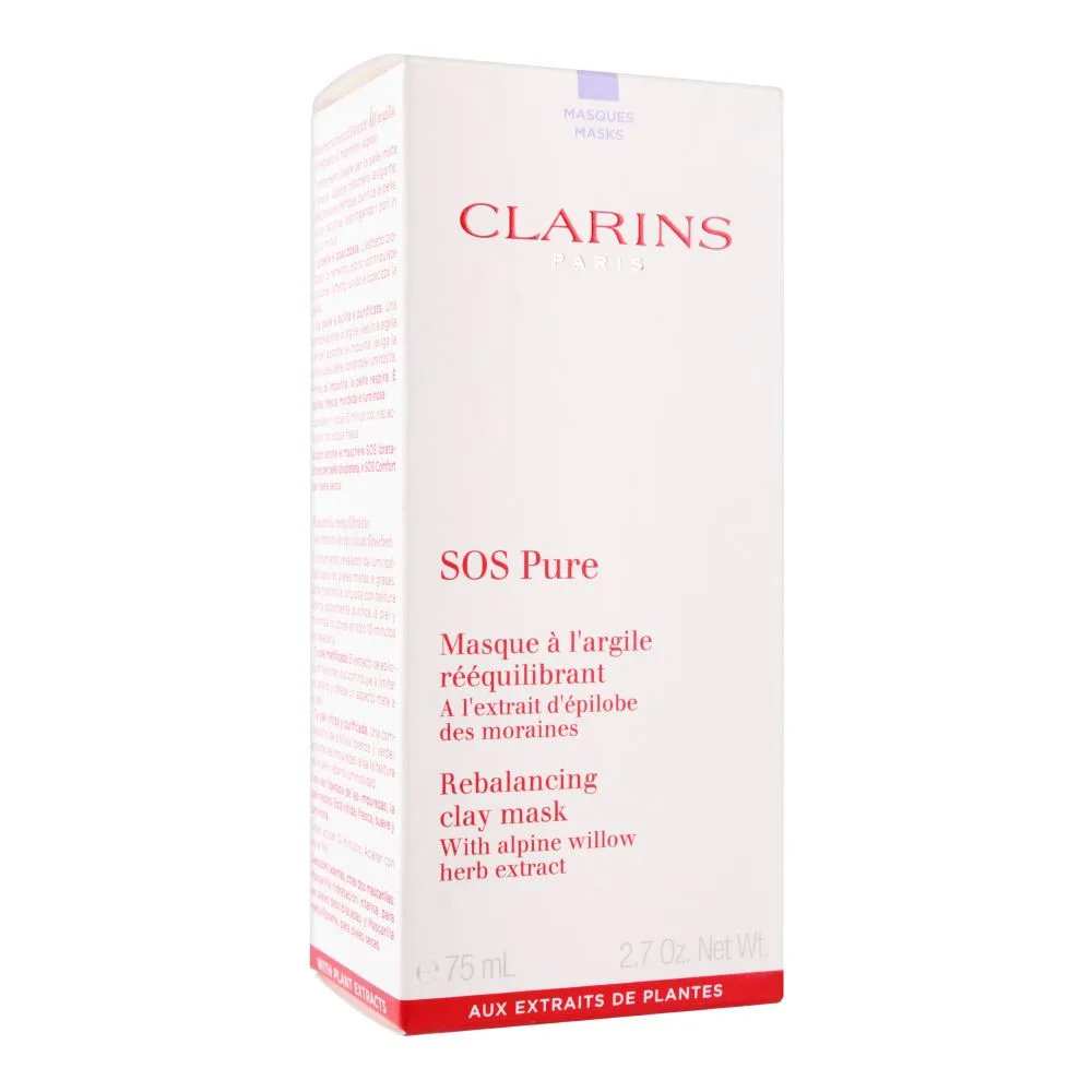 Comfortable casual clarins paris sos pure rebalancing clay face mask, with alpine willow herb extract, 75ml